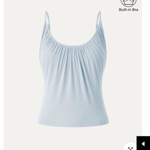 OGL Light Blue Ruched Spaghetti Strap Tank Top